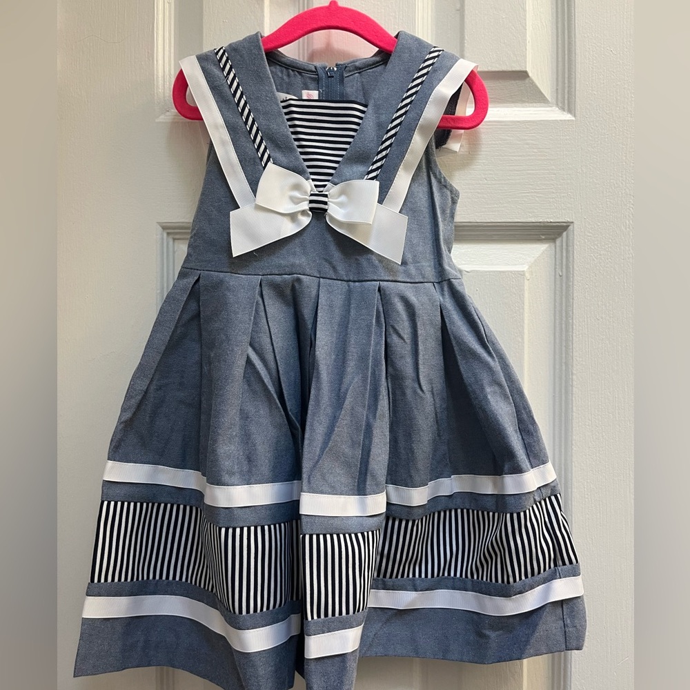 Bonnie Jean Blue and White Striped Sailor Dress